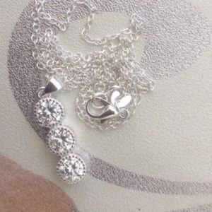 16” chain necklace pendant halo 3 silver new